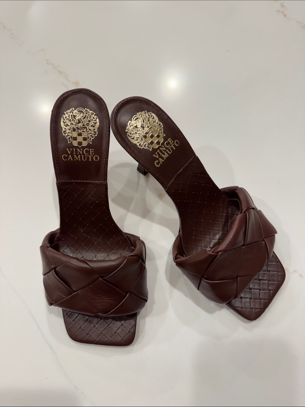 Vince Camuto Brelanie Woven Mule Brown Heels